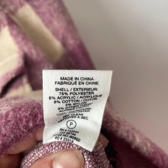 Avec Les Filles Felted Plaid Check Zip Shacket Shirt Jacket Purple Cream Small - Picture 7 of 7